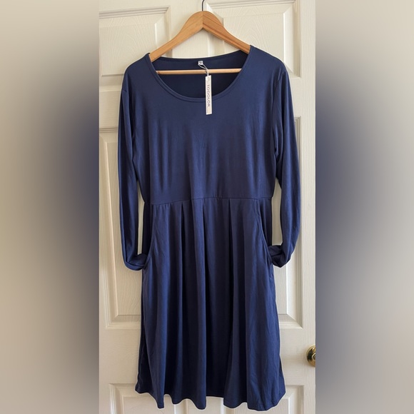 Women’s Todolor Women’s Pleated Spring/Summer/Fall Dress Size XL Color Navy - Picture 5 of 8